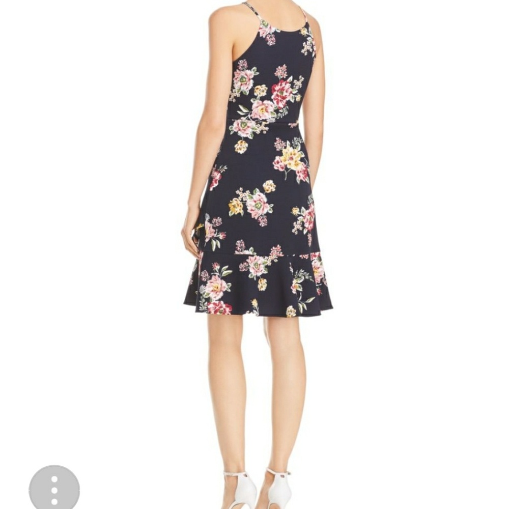AQUA Floral Print Textured Ruffle-Hem Dress - Picture 2 of 4